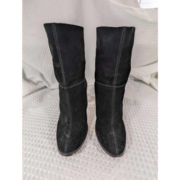 CHINESE LAUNDRY! BLACK SUPER SOFT SUEDE LEATHER CHUNKY HEEL ANKLE BOOTS! SZ 5M - Picture 4 of 10